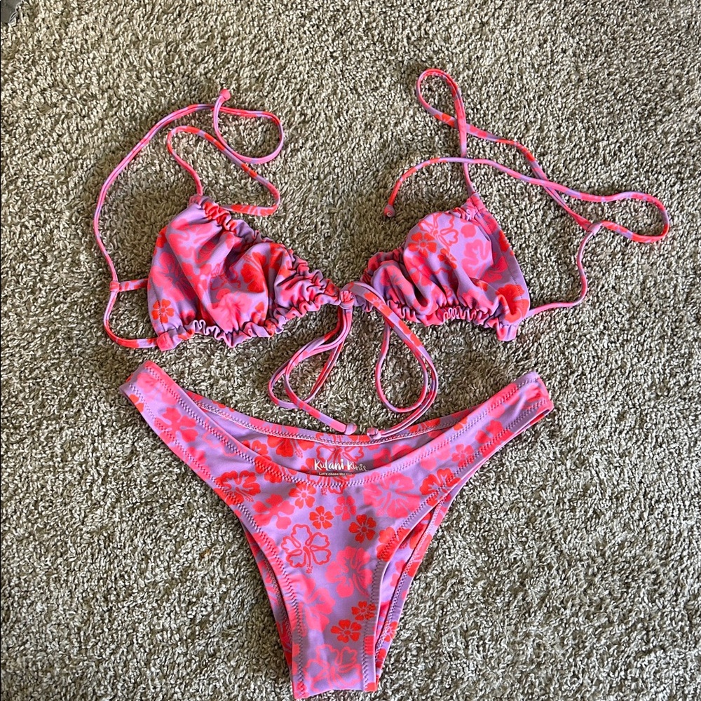 Kulani Kinis Purple and Red Floral Bikini